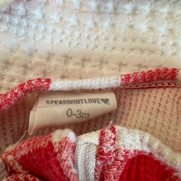 Spearmint Love Organic Waffle Ruffle Zip Footie in Red/White Buffalo Check - Picture 3 of 3